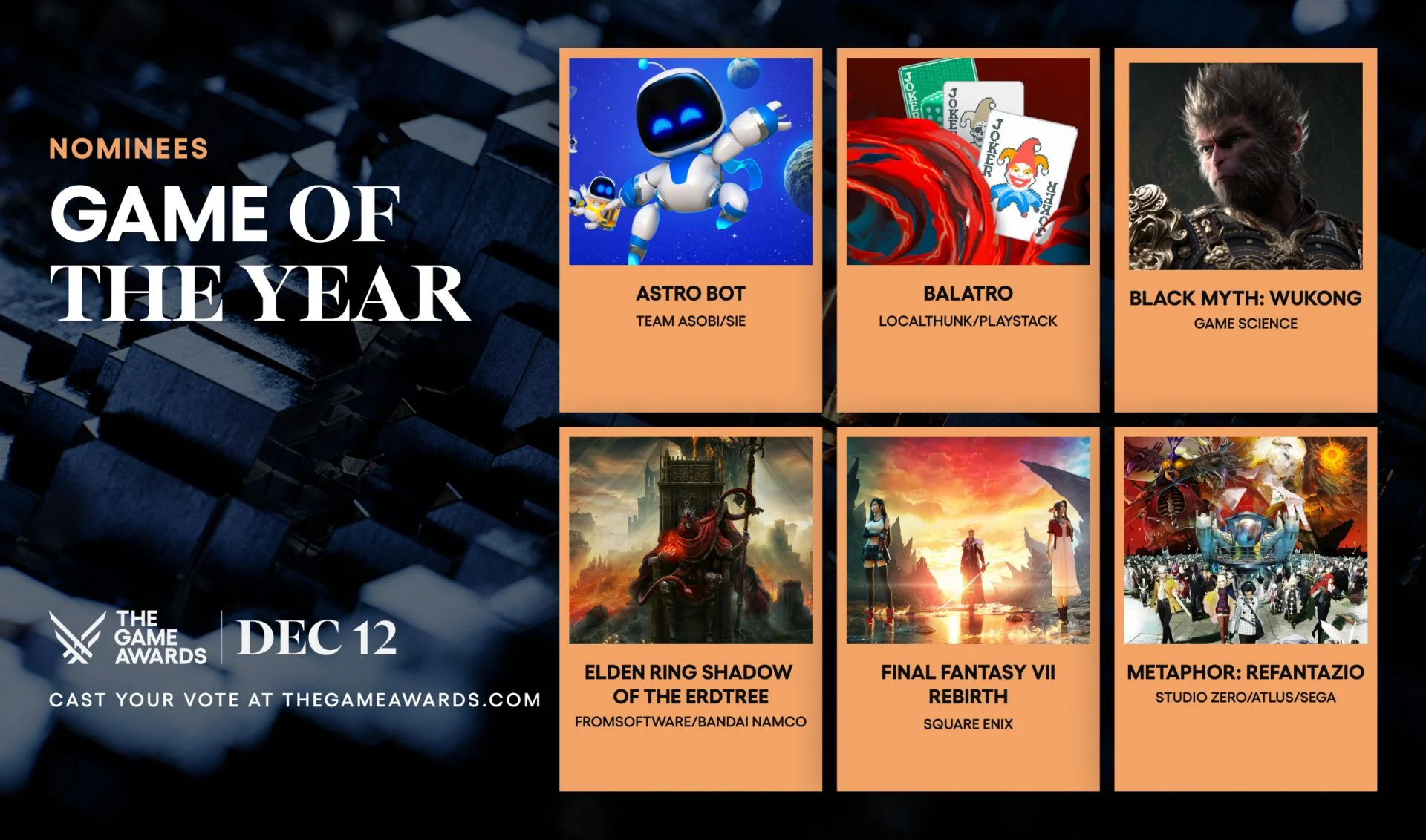 Astro Bot и Balatro могут стать Игрой года по версии The Game Awards